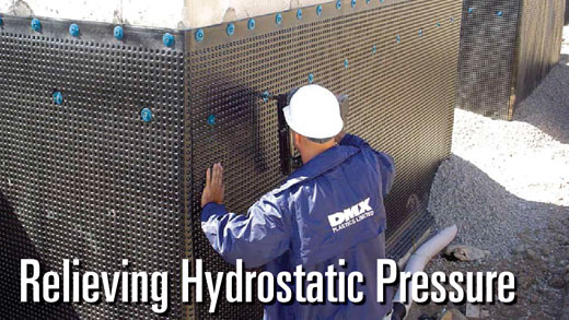 relieving hydrostatic pressure by drainboard 